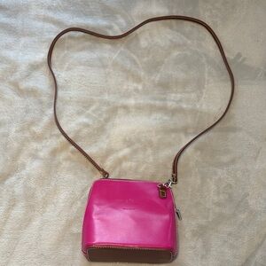 Real Italian Leather Crossbody Bag – Pink & Brown